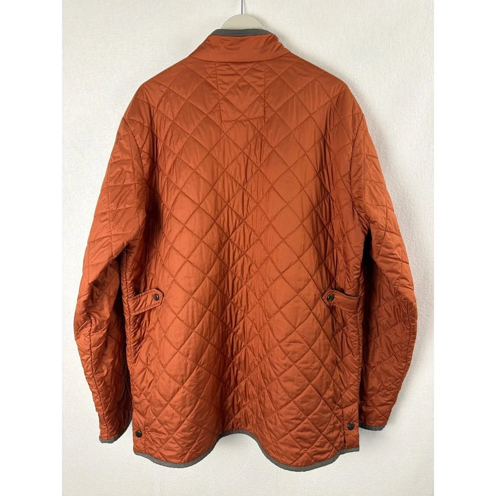 Peter Millar Mens XL Quilted Fleece Lined Jacket Burnt Orange Full Zip Coat